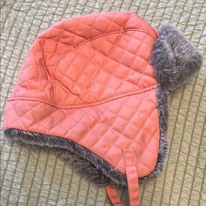 Toddler Pink and Gray Kids Winter Hat